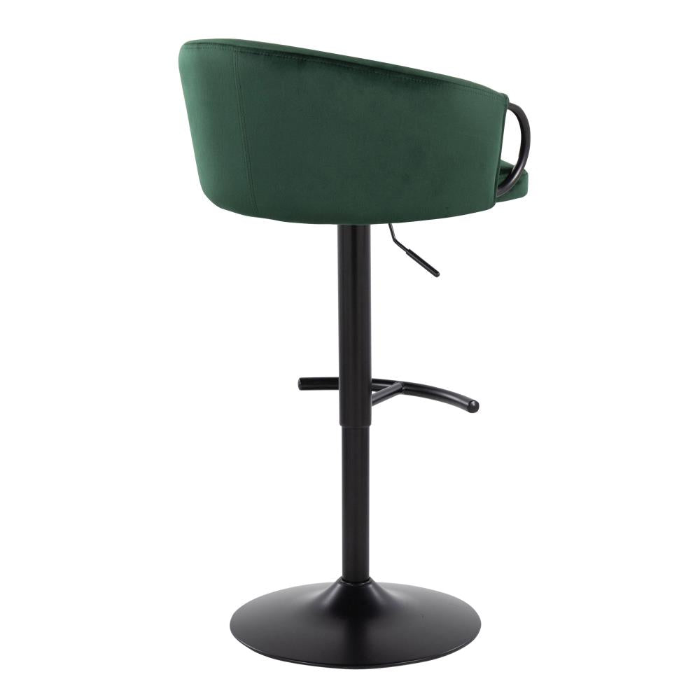 Contemporary Adjustable Velvet Barstools Set of 2
