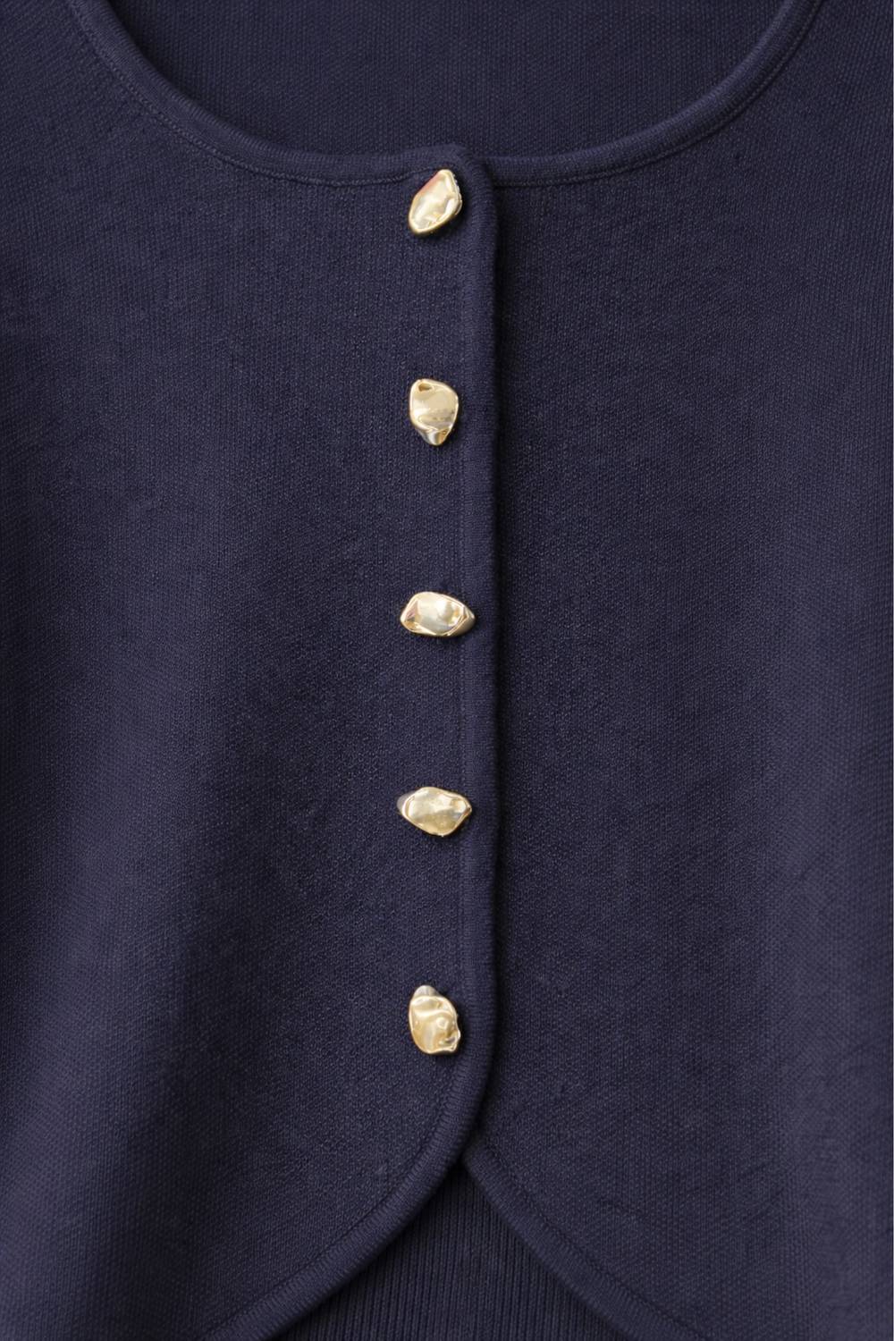 Macie Button Knit Top In Navy