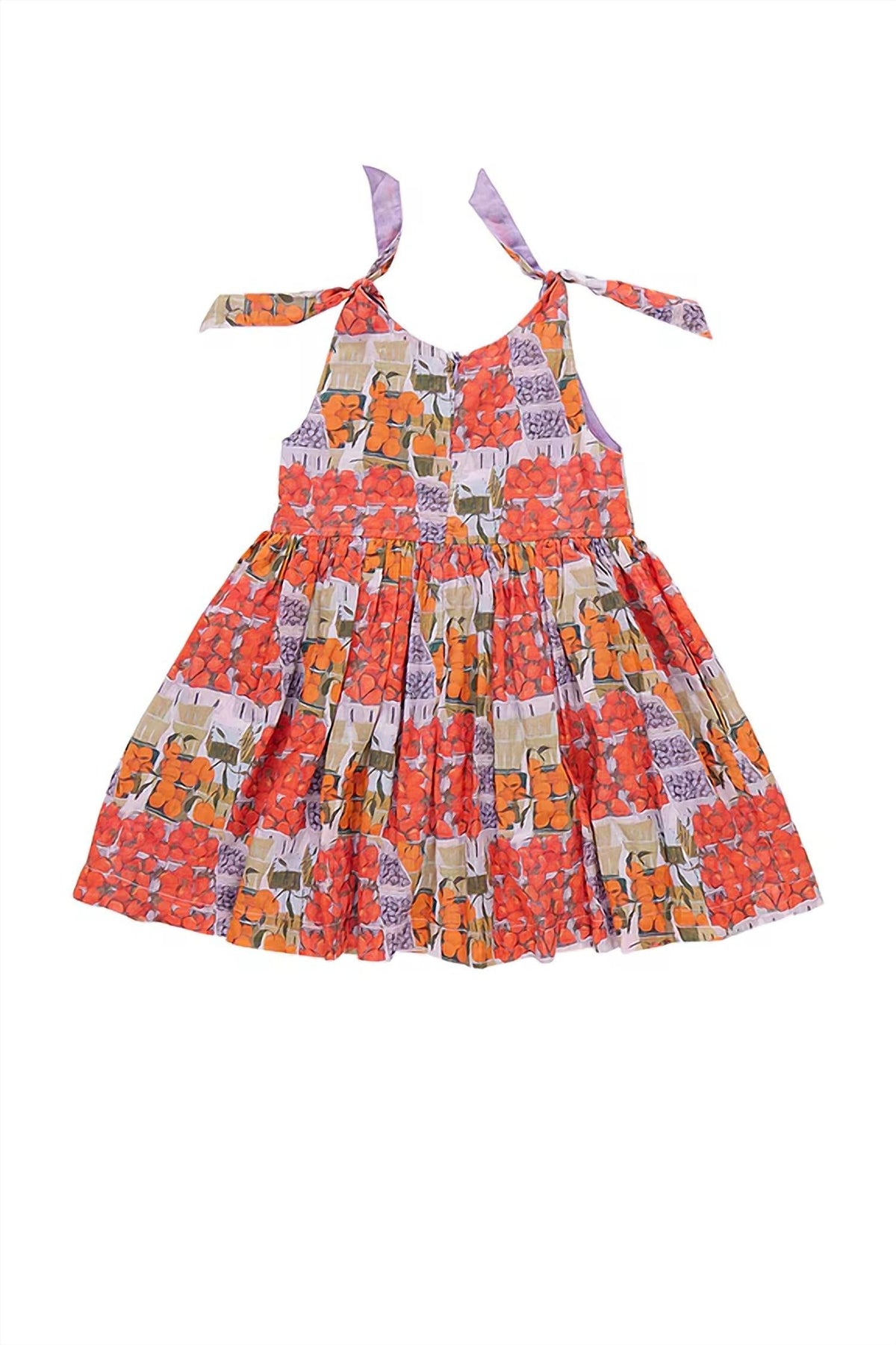 Taylor Tie Straps Dress In Berries And Oranges