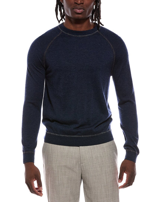Autumn Cashmere Raglan Color Coverstitch 100% Cashmere Crewneck Sweater