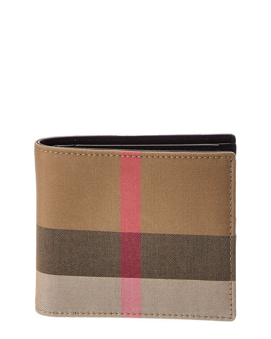 Burberry Check Canvas & Leather Bifold Wallet