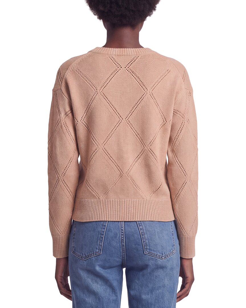 Neiman Marcus Argyle Pointelle Knit Wool Sweater