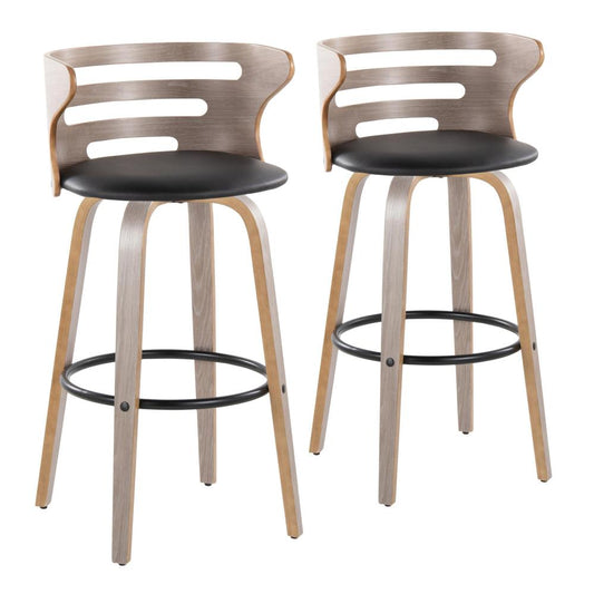 Bentwood Barstools with Slotted Backrests and Padded Seats