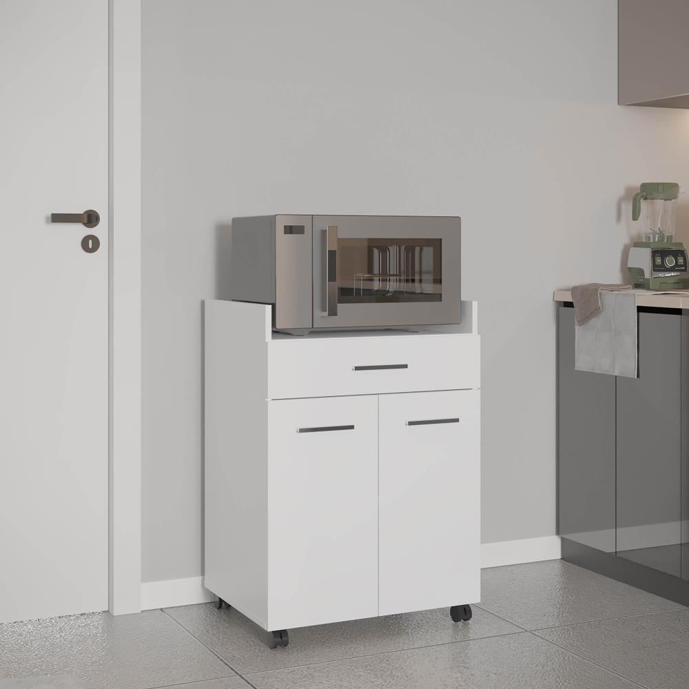 Compact Rolling Kitchen Island with Open Shelves