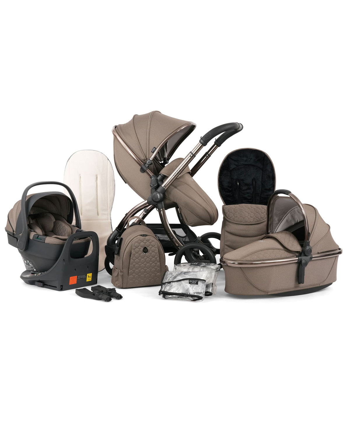 egg3 Pushchair Bundle with Shell 360 Car Seat - Mink