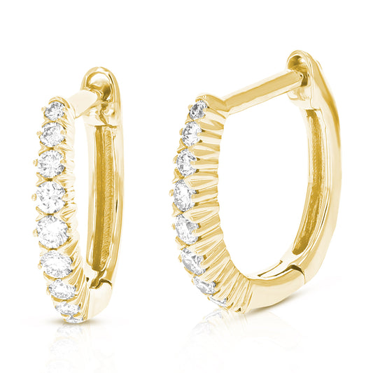 1/4 cttw Lab Grown Diamond Hoop Earrings in 14K Gold With Hidden Post For Women
