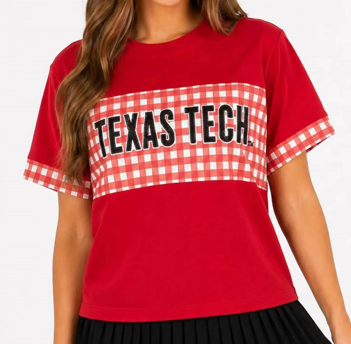 Texas Tech Gingham Color Block T-Shirt In Red