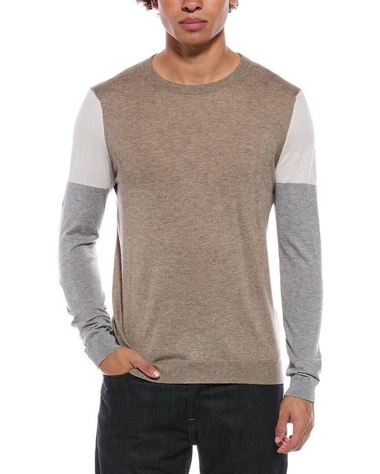 Autumn Cashmere Colorblock Sleeve Cashmere-Blend Crewneck Sweater
