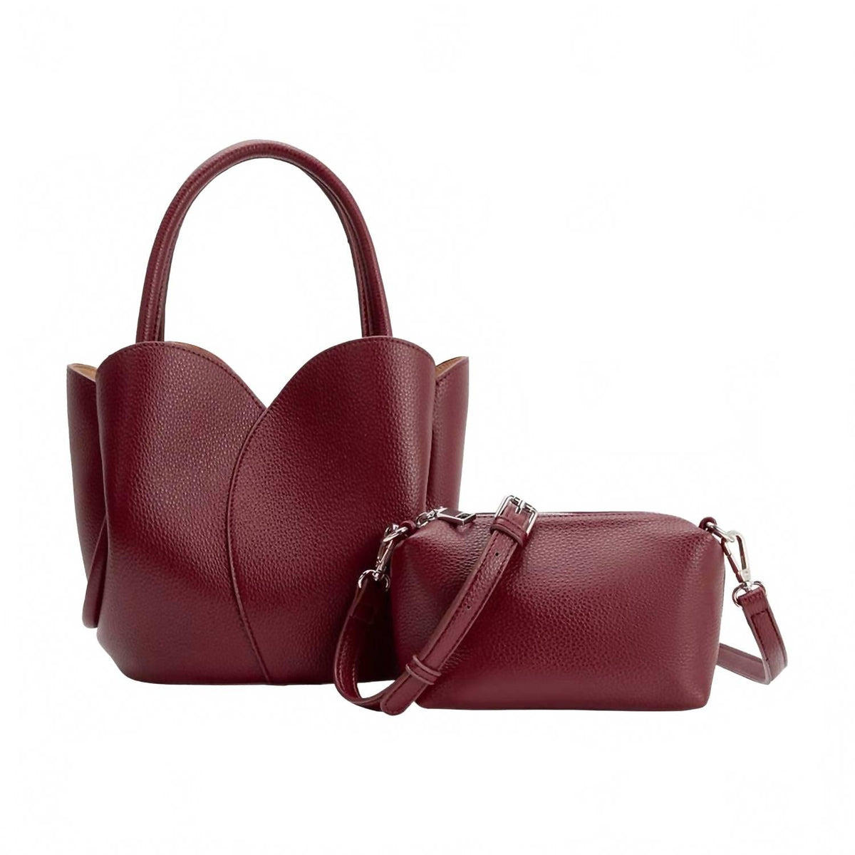 Women's Tulip Recycled Vegan Leather Top Handle Bag In Burgundy