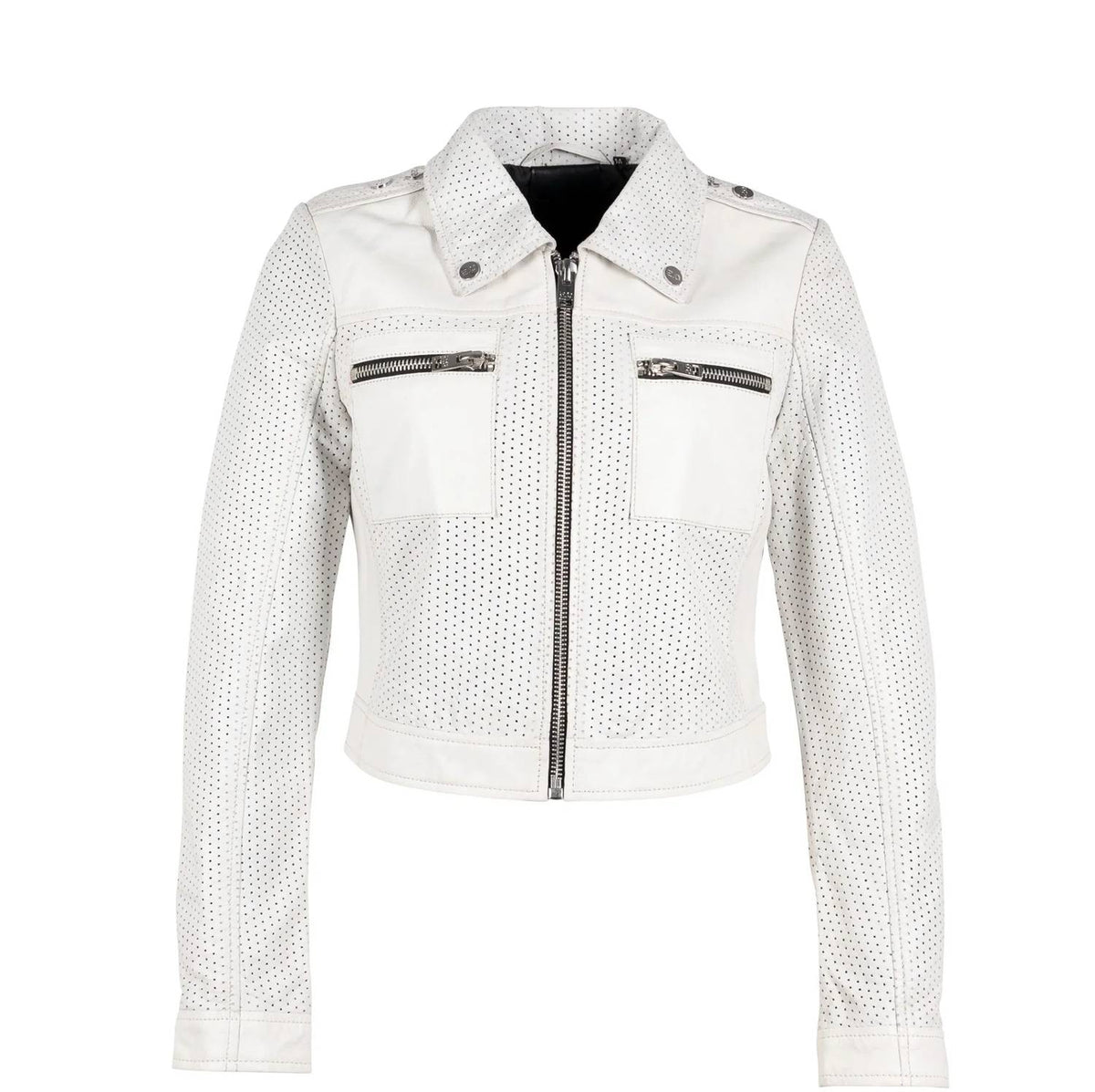 Shayla Perforated Jacket In Off White