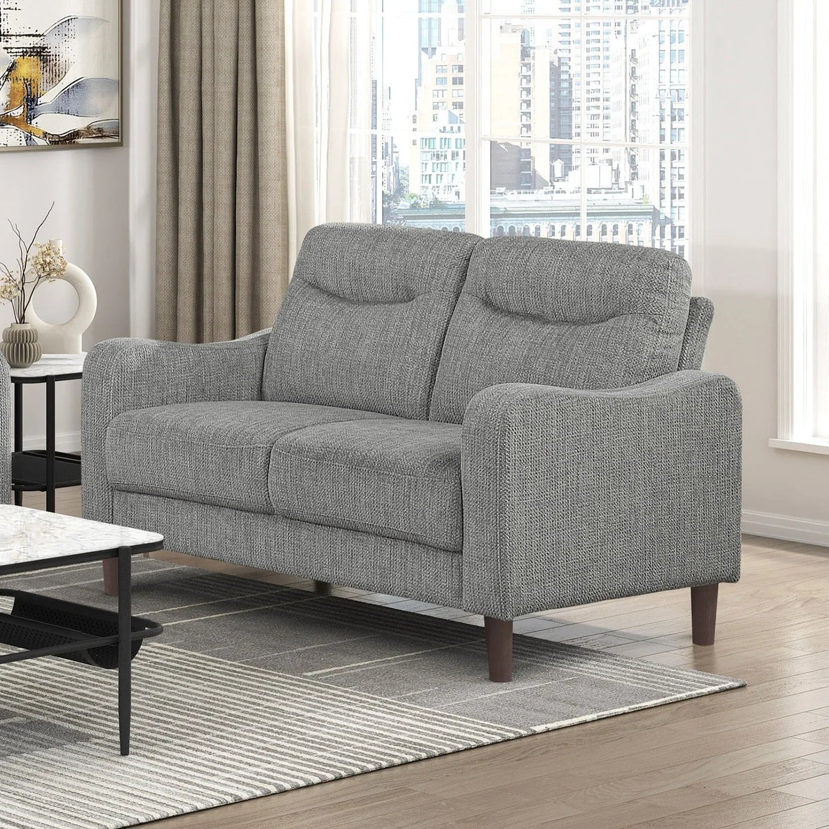 Modern Living Room Loveseat with Plush Chenille Fabric and Pocket Coil Support