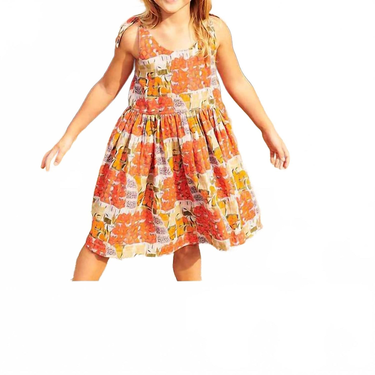 Taylor Tie Straps Dress In Berries And Oranges
