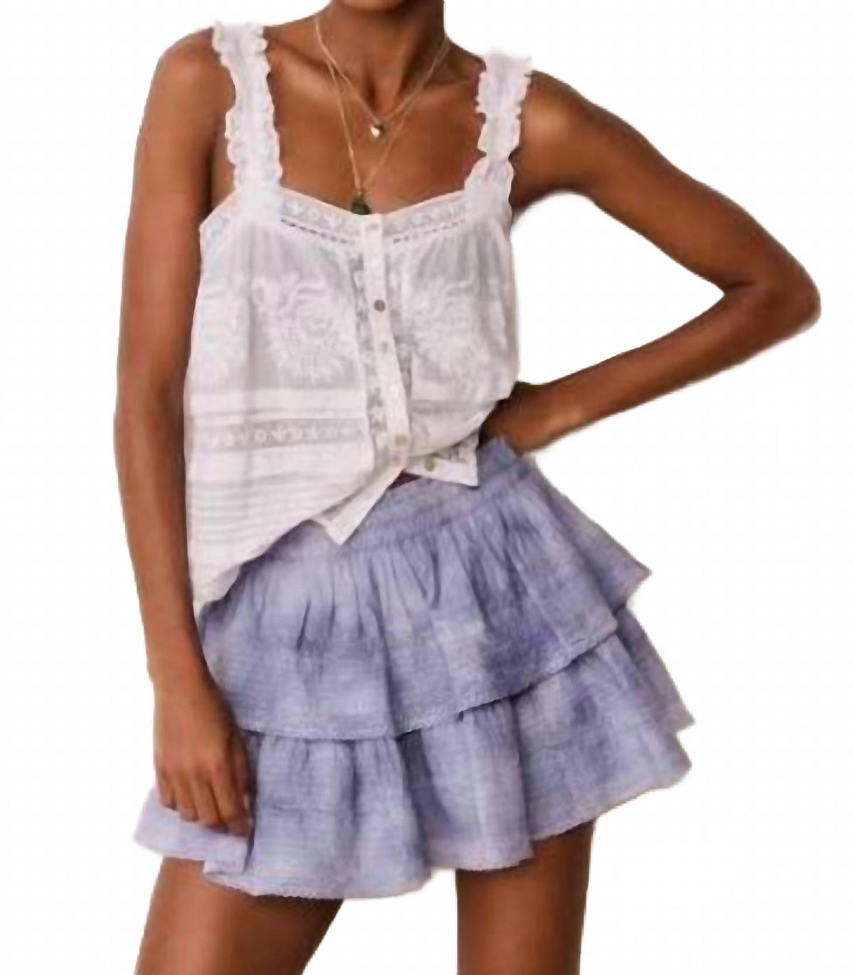 Ruffle Mini Skirt In Indigo