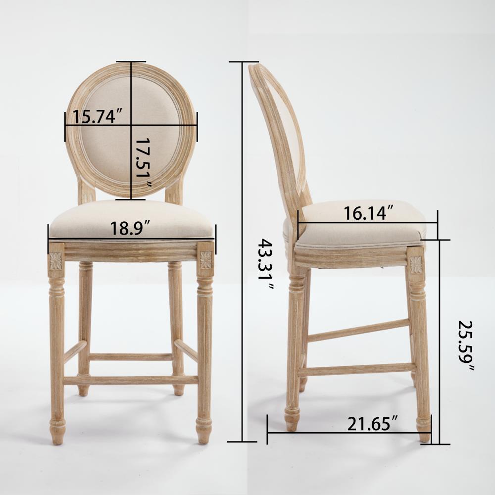 Classic Wooden Bar Chairs with Cushioned Seats