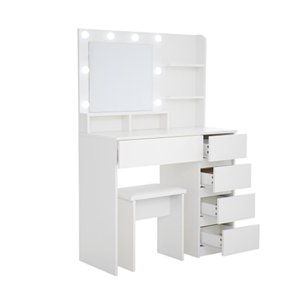 LED Makeup Vanity Desk with Hollywood Mirror and Stool