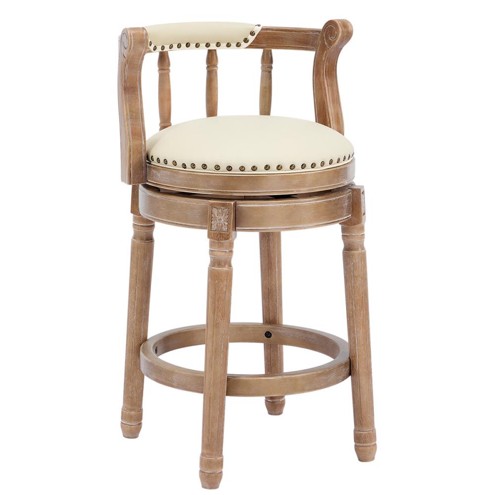 Elegant Leather Upholstered Bar Seating with Sturdy Wooden Construction