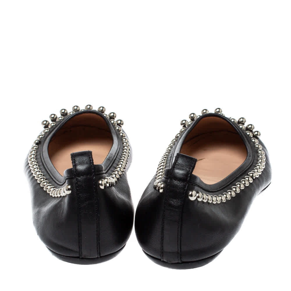 Tod's Black Leather Studded Ballet Flats Size 38.5