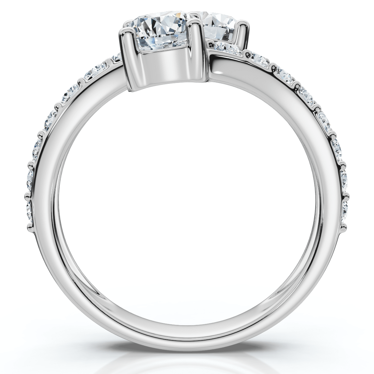 1 3/4 Ct 2-Stone Forever Us Lab Grown Diamond Engagement Ring 14K White Gold Size Selectable