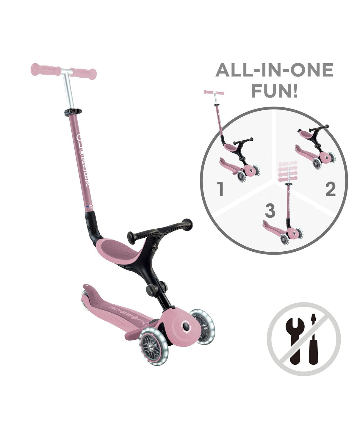 Globber Go Up Active Lights Eco - Berry