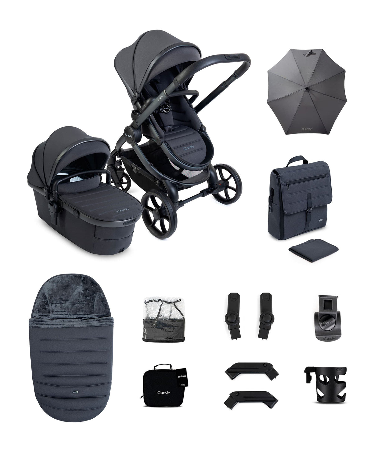 iCandy Peach 8 Complete Pushchair Bundle - Grey