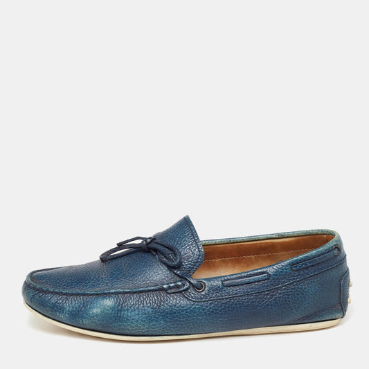 Tod's Blue Leather Bow Slip-On Loafers Size 42.5