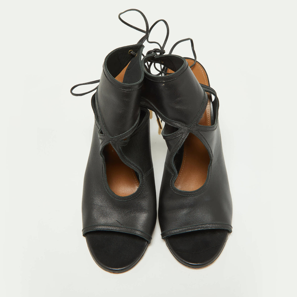 Aquazzura Black Leather Sexy Thing Sandals Size 39.5