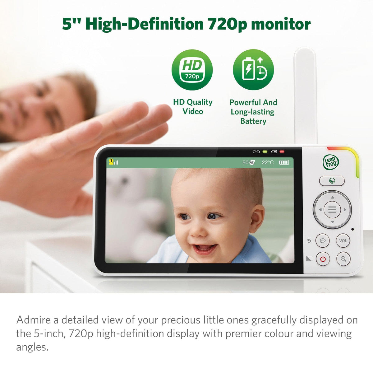LeapFrog LF915HD 5 Inch Video Baby Monitor & Floorstand - White