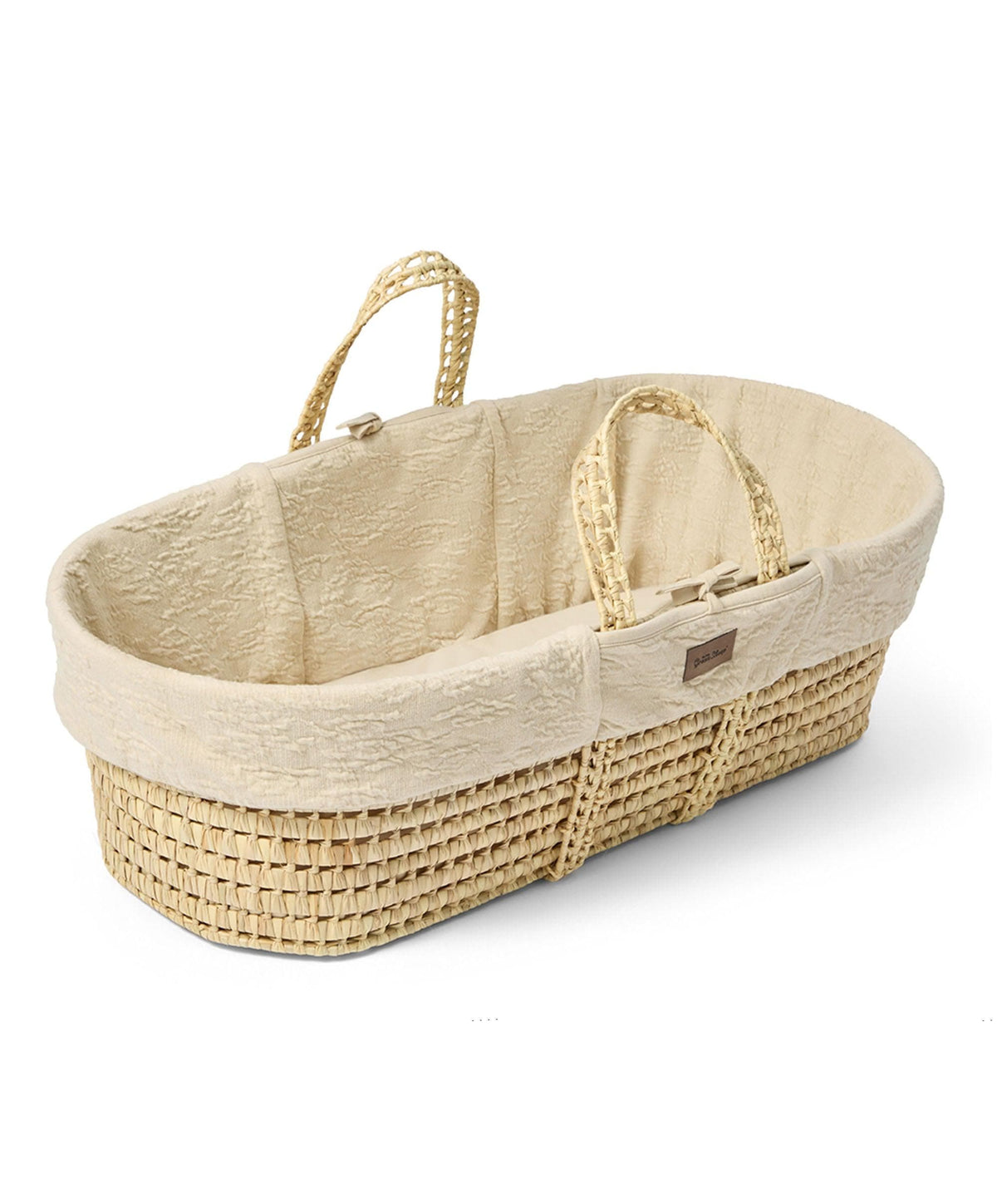 Little Green Sheep Furrow Knit Moses Basket & Mattress - Linen