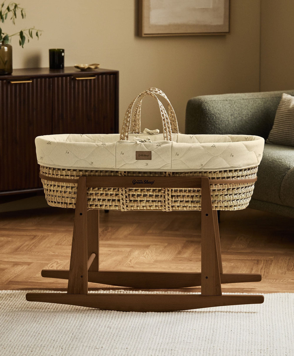 Quilted Moses Basket & Mattress - Floral