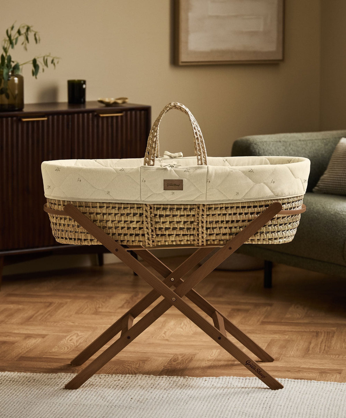 Quilted Moses Basket & Mattress - Floral
