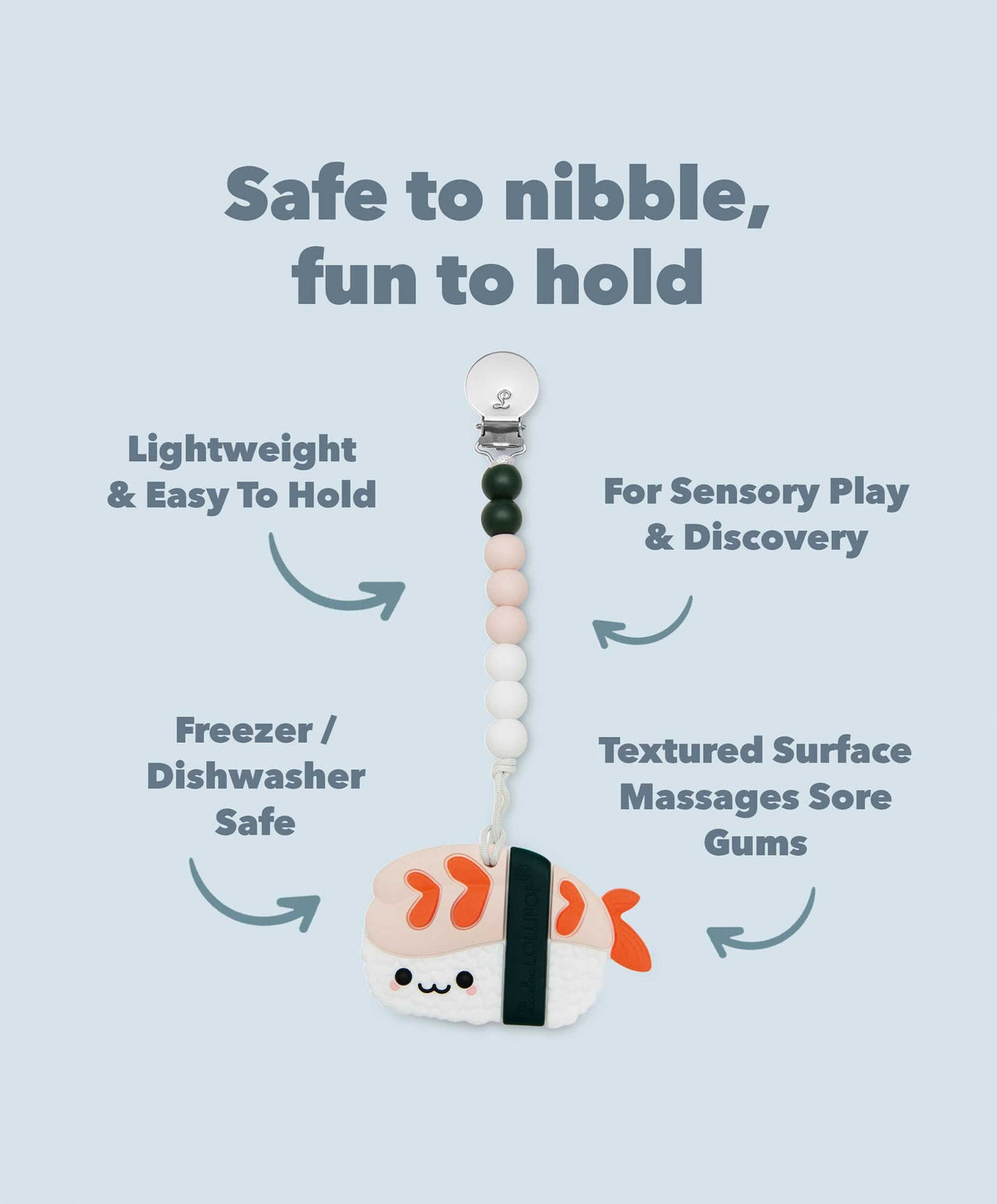Loulou Lollipop Pacifier Clip Teething Set - Ebi Sushi