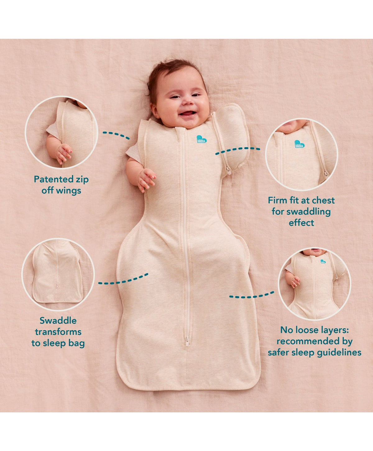 Love to Dream™ Swaddle Up™ Transition Bag (1.5 Tog) Medium - Twigs Oatmeal