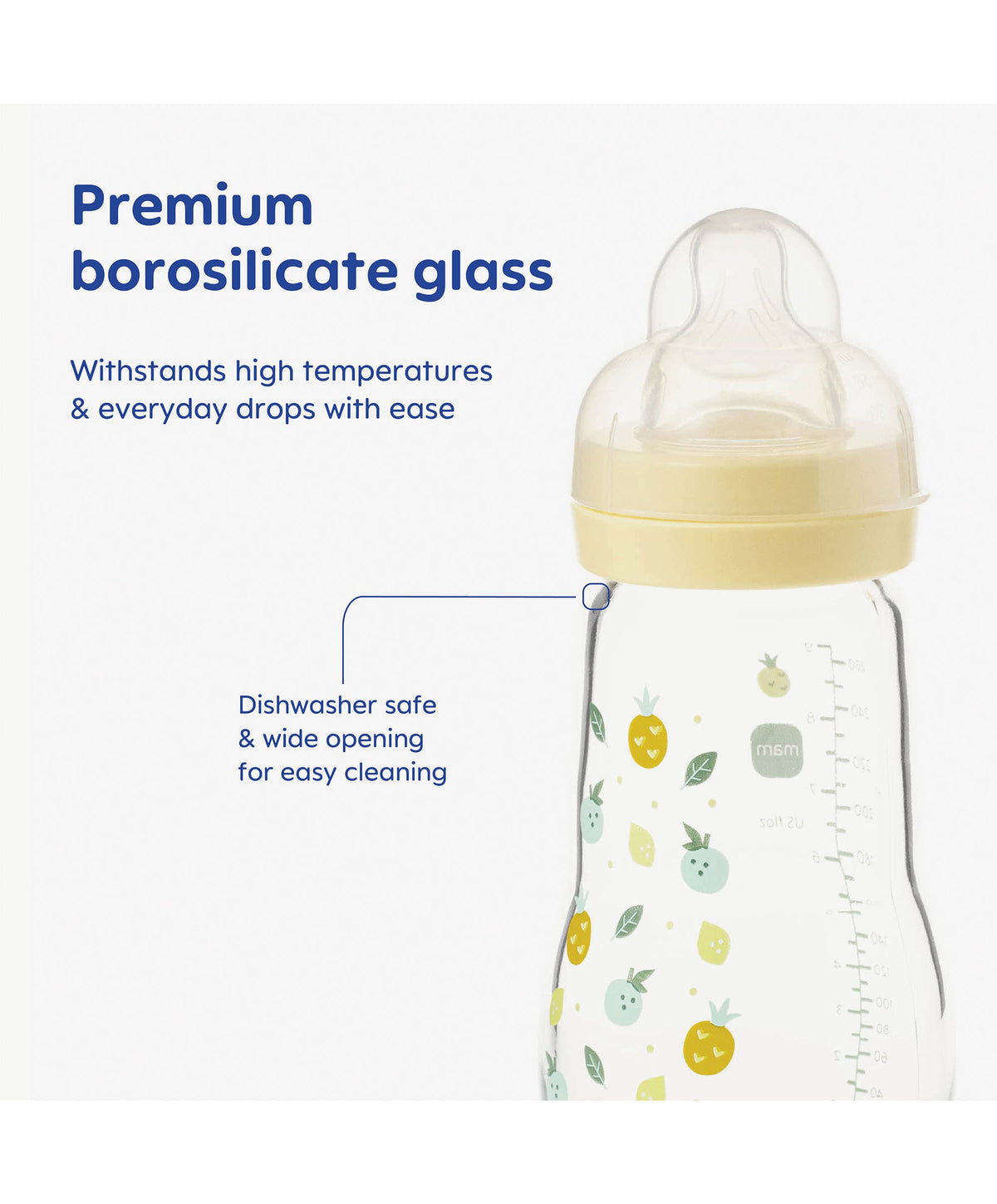MAM Feel Good Glass Bottle 260ml (2 Pack) - Yellow