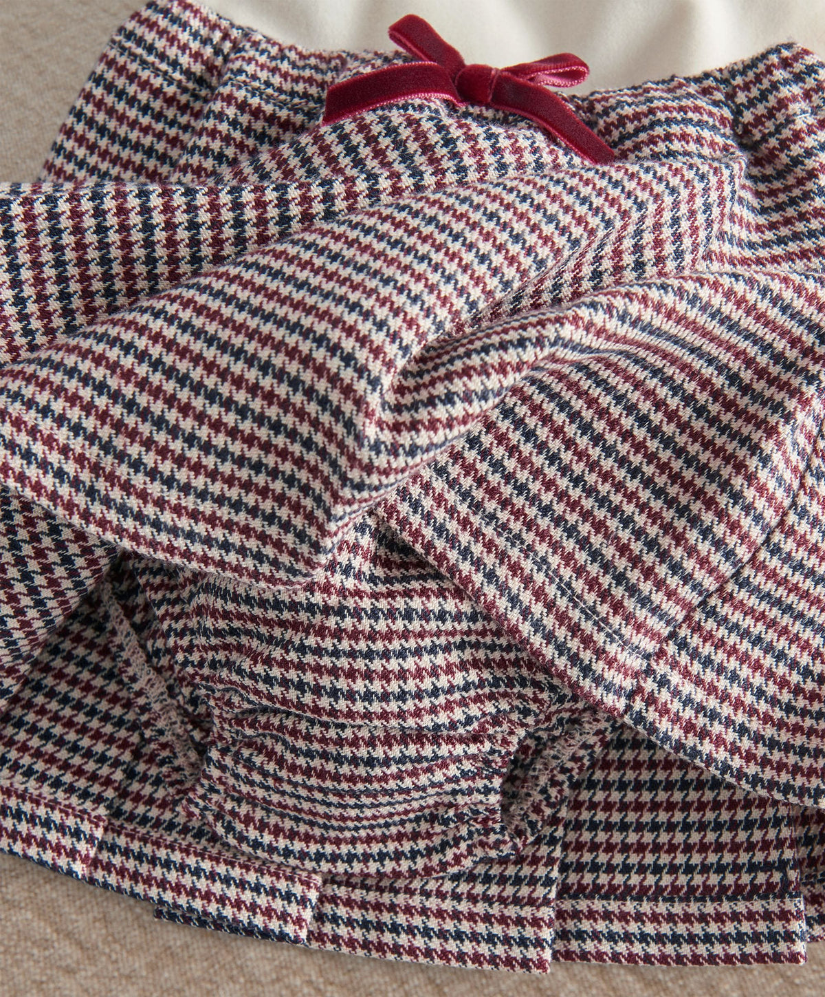 Frill Bodysuit & Houndstooth Skirt Set