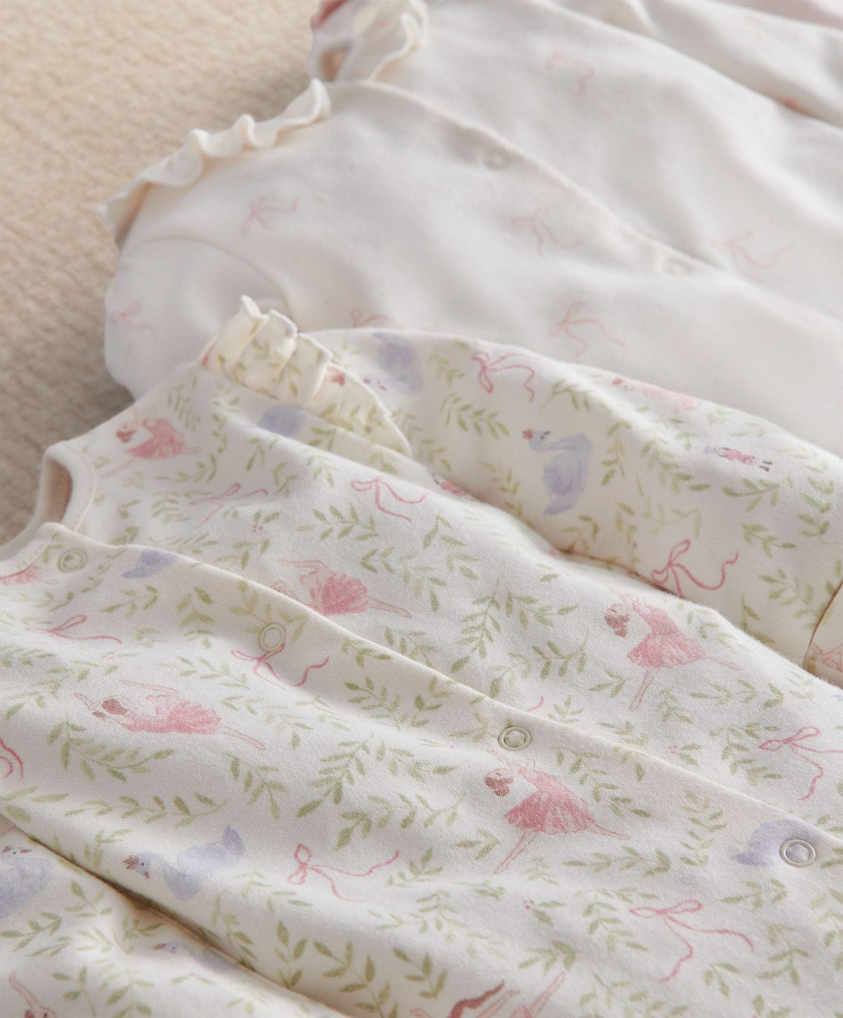 Bow Velcro Sleepsuit (Pack of 3)