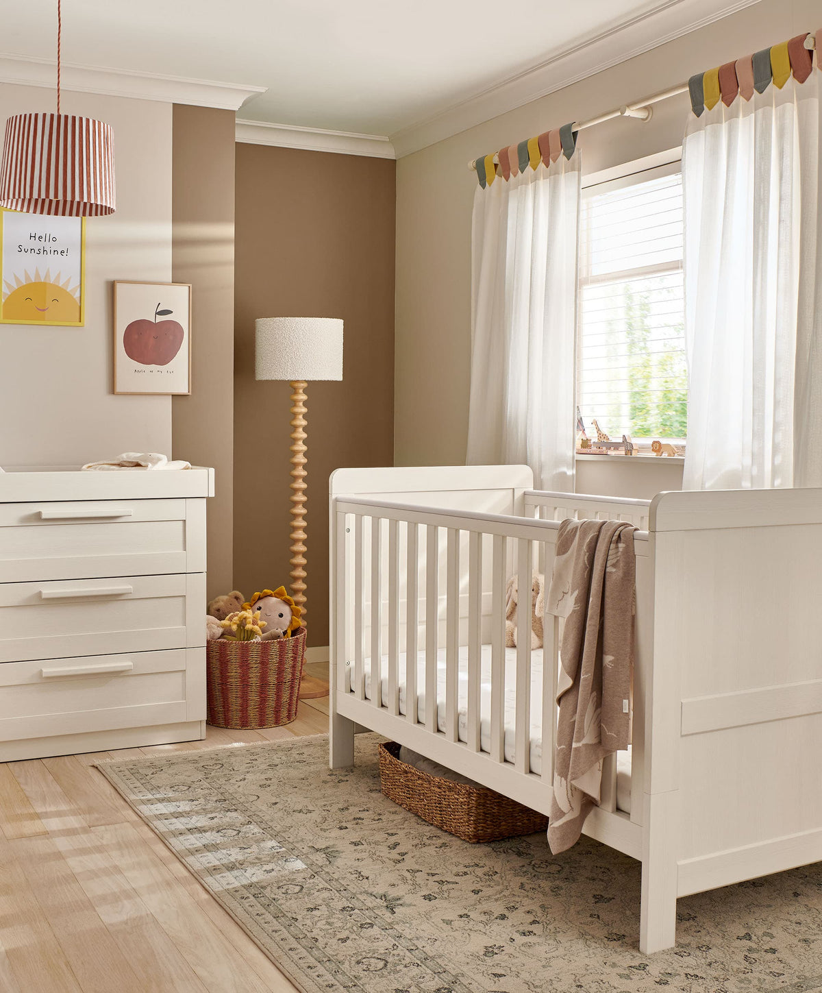 Atlas Nursery Furniture & Signature Airflow Pocket Spring Cotbed Mattress Bundle - Warm Beige