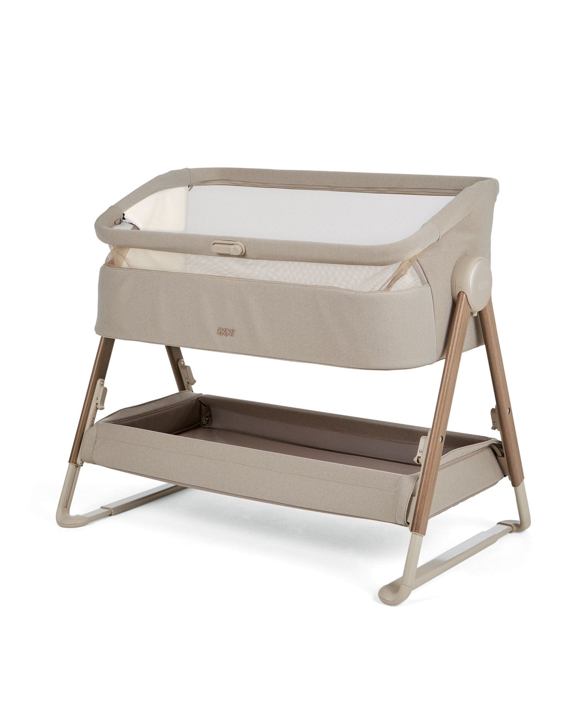 Lua 2 Bedside Crib Bundle with Cosmic Sheets & Mattress Protector - Mocha