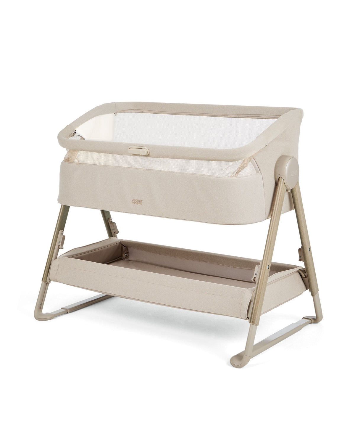Lua 2 Bedside Crib Bundle with Oat Sheets & Mattress Protector - Sand
