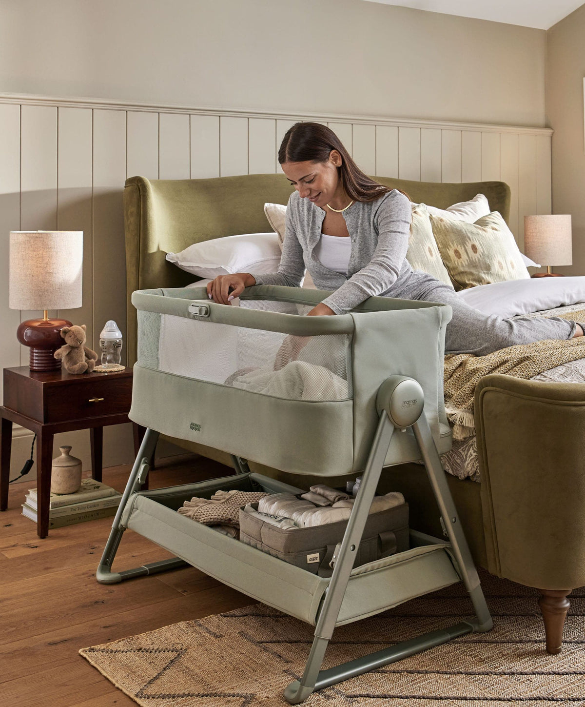 Lua 2 Bedside Crib - Thyme