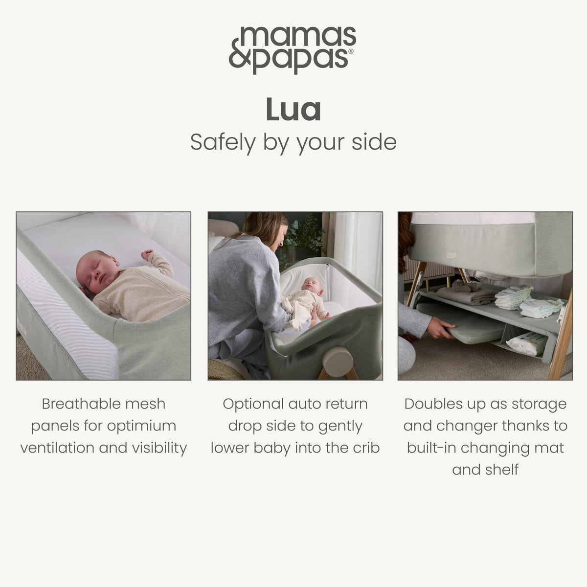 Lua Bedside Crib - Fawn