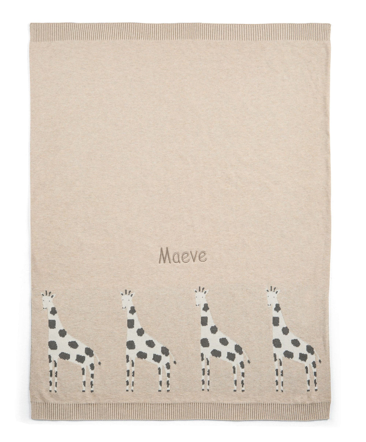 Giraffe Knitted Blanket - Oatmeal