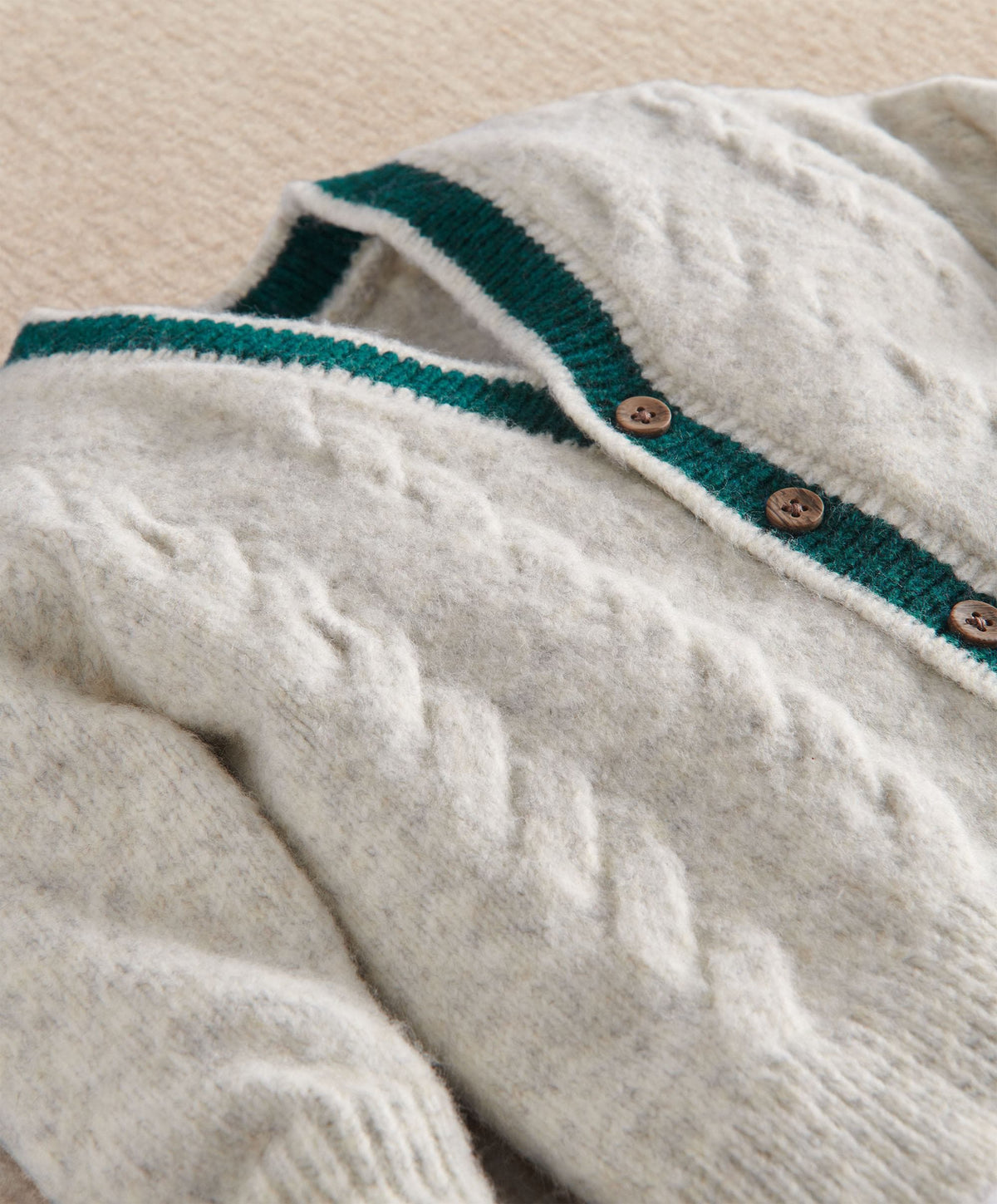 Cable Knit V Neck Cardigan