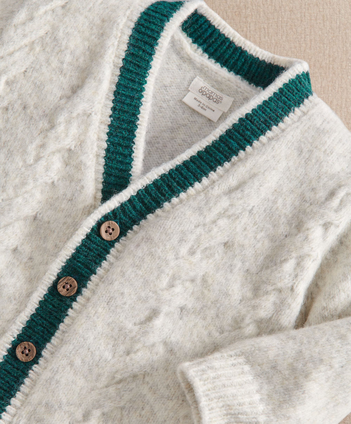 Cable Knit V Neck Cardigan