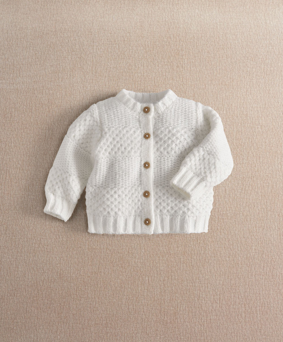 White Textured Cable Knit Cardigan