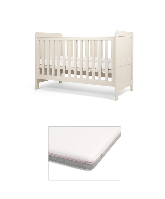 Atlas Cotbed with Luxury Hybrid Twin Cotbed Mattress - Warm Beige