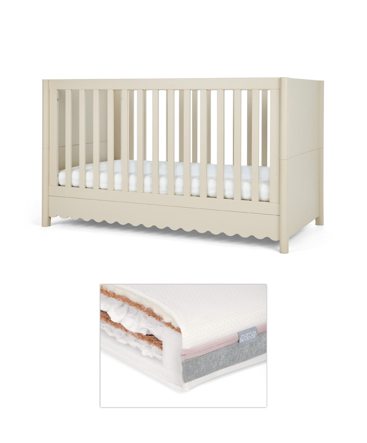Eryn Cotbed with Luxury Hybrid Twin Cotbed Mattress - Cashmere