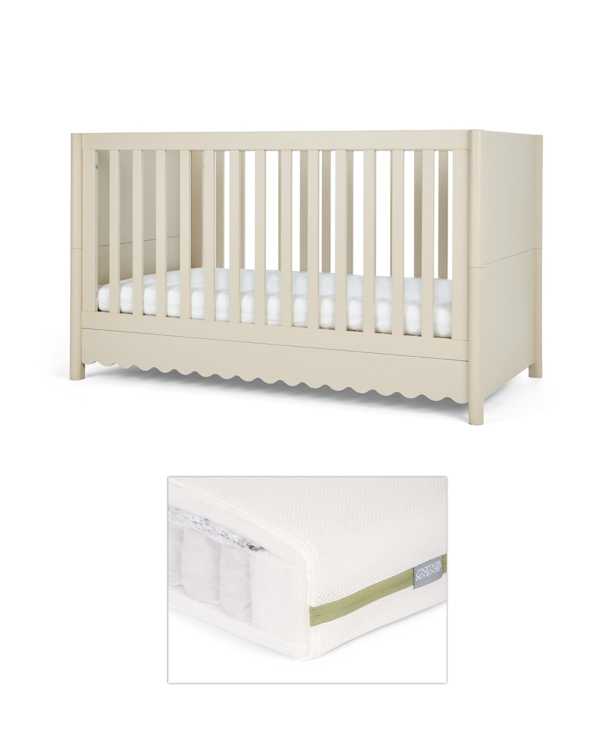 Eryn Cotbed with Premium Pocket Spring Cotbed Mattress - Cashmere