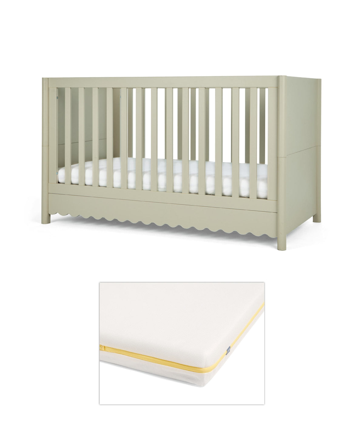 Eryn Cotbed with Signature Airflow Pocket Spring Cotbed Mattress - Willow Green