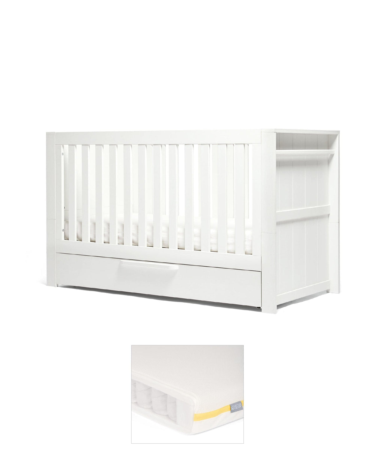 Franklin Cotbed & Signature Airflow Pocket Spring Mattress Bundle - White Wash