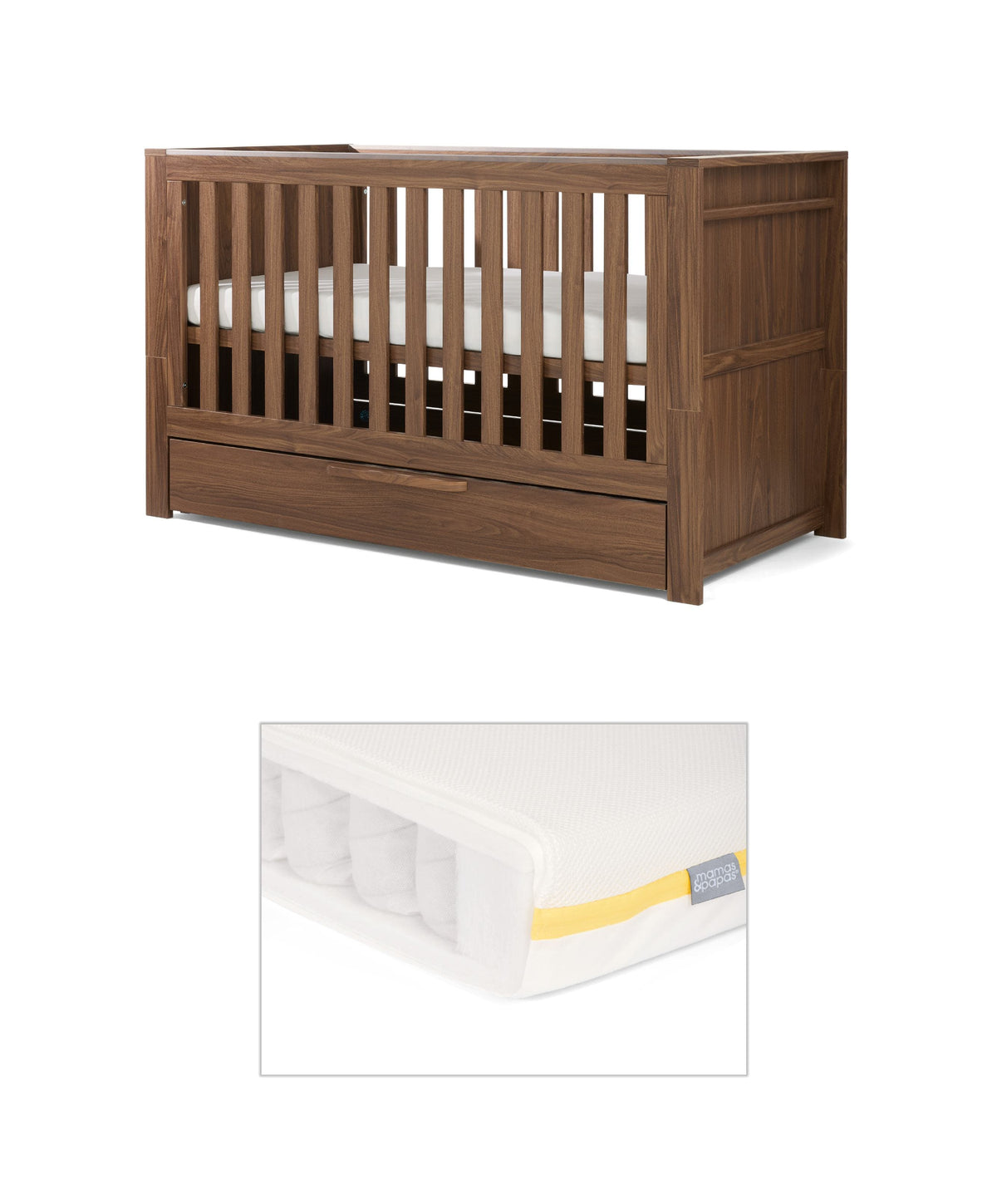 Franklin Cotbed with Signature Airflow Pocket Spring Cotbed Mattress - Walnut